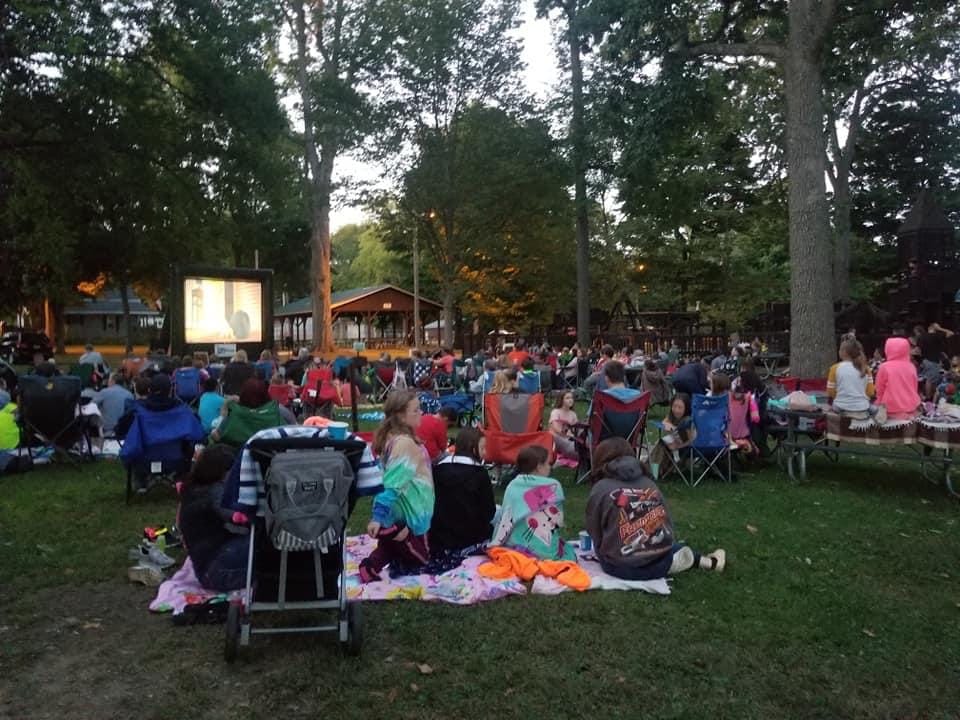 Movie in the park during fall festival